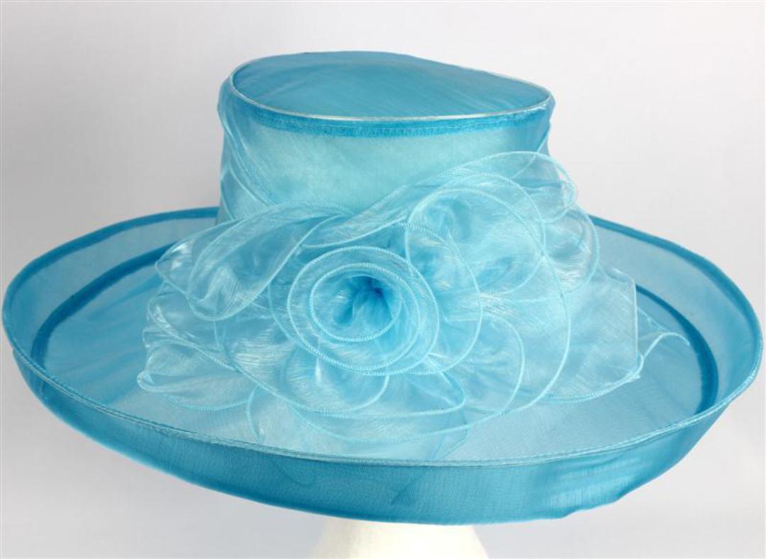 Organza fashion hat turquoise Code:HS/1213 image 0